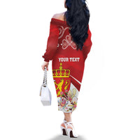 Personalized Norway Constitution Day Family Matching Off The Shoulder Long Sleeve Dress and Hawaiian Shirt Norwegian Lion Pyramidal Saxifrage