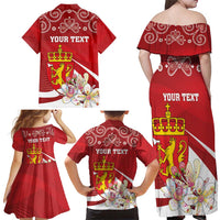 Personalized Norway Constitution Day Family Matching Off Shoulder Maxi Dress and Hawaiian Shirt Norwegian Lion Pyramidal Saxifrage