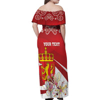 Personalized Norway Constitution Day Family Matching Off Shoulder Maxi Dress and Hawaiian Shirt Norwegian Lion Pyramidal Saxifrage