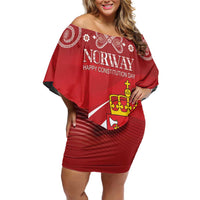 Personalized Norway Constitution Day Family Matching Off Shoulder Short Dress and Hawaiian Shirt Norwegian Lion Pyramidal Saxifrage