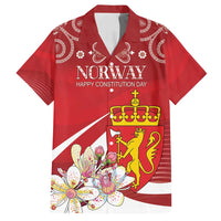 Personalized Norway Constitution Day Family Matching Puletasi and Hawaiian Shirt Norwegian Lion Pyramidal Saxifrage