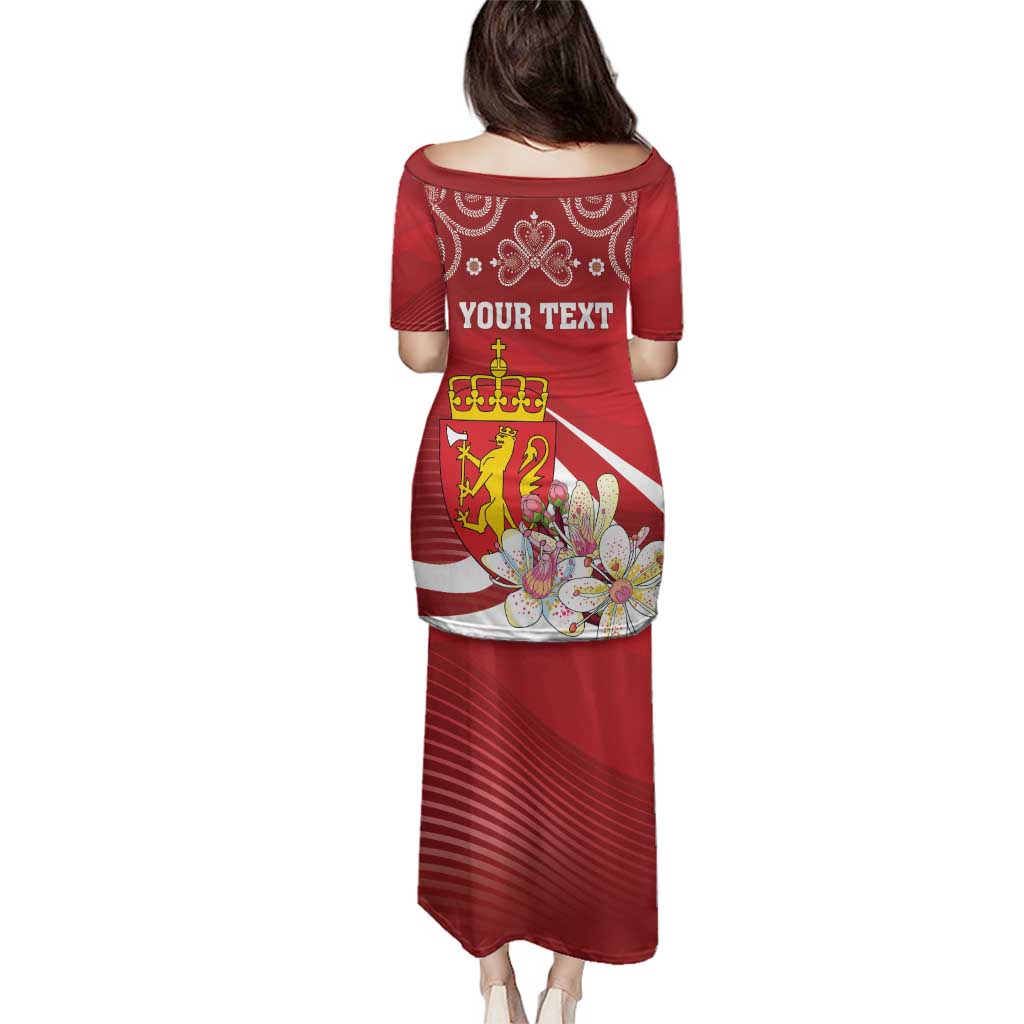 Personalized Norway Constitution Day Family Matching Puletasi and Hawaiian Shirt Norwegian Lion Pyramidal Saxifrage