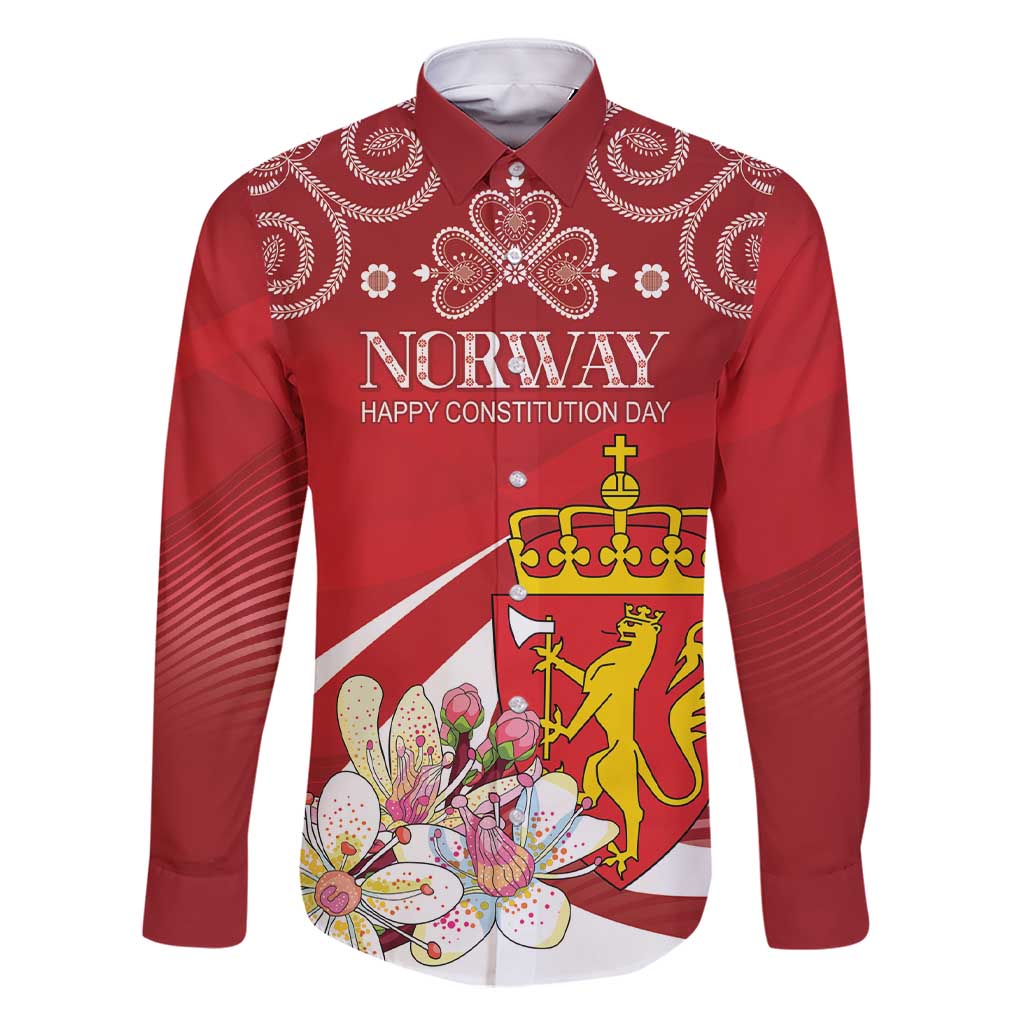 Personalized Norway Constitution Day Family Matching Short Sleeve Bodycon Dress and Hawaiian Shirt Norwegian Lion Pyramidal Saxifrage