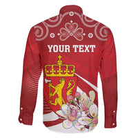 Personalized Norway Constitution Day Family Matching Short Sleeve Bodycon Dress and Hawaiian Shirt Norwegian Lion Pyramidal Saxifrage