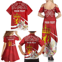 Personalized Norway Constitution Day Family Matching Summer Maxi Dress and Hawaiian Shirt Norwegian Lion Pyramidal Saxifrage