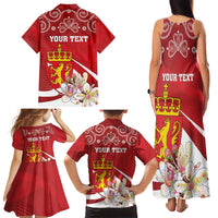 Personalized Norway Constitution Day Family Matching Tank Maxi Dress and Hawaiian Shirt Norwegian Lion Pyramidal Saxifrage