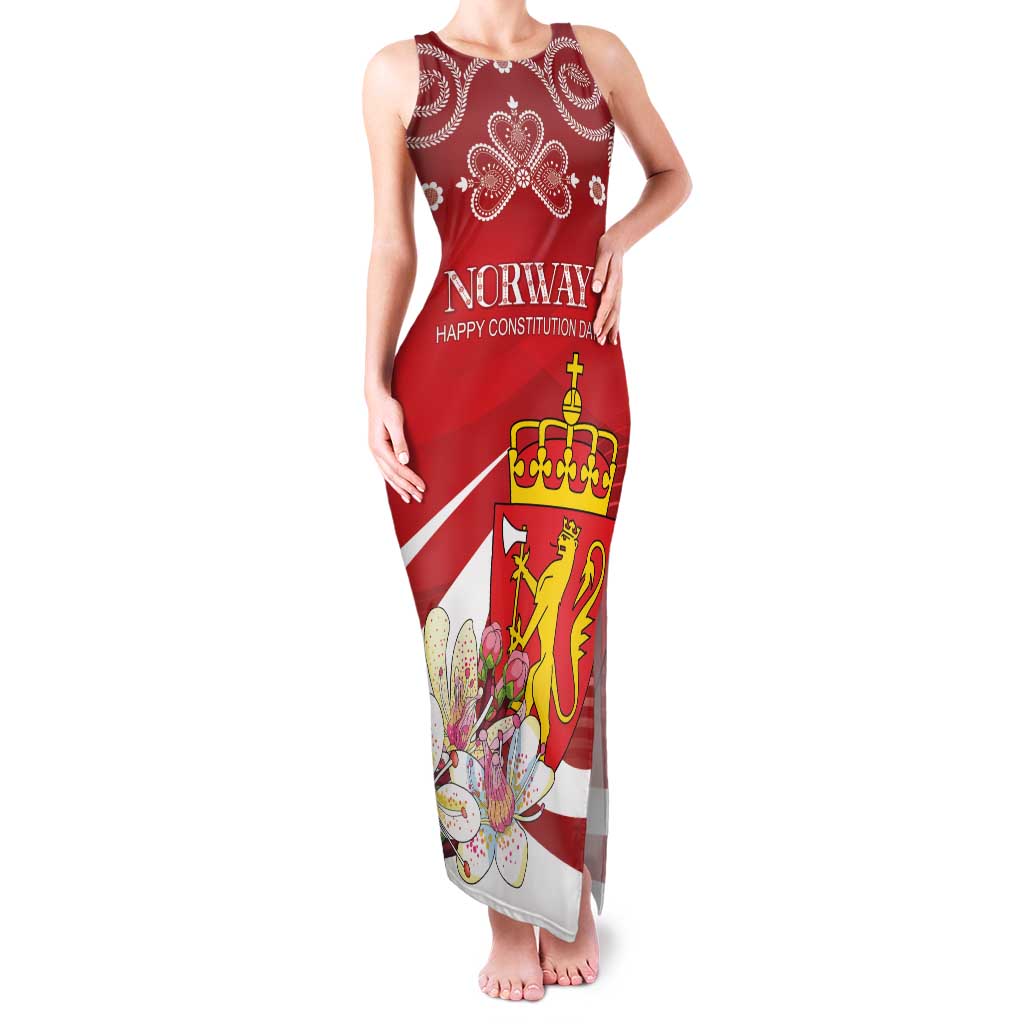 Personalized Norway Constitution Day Family Matching Tank Maxi Dress and Hawaiian Shirt Norwegian Lion Pyramidal Saxifrage