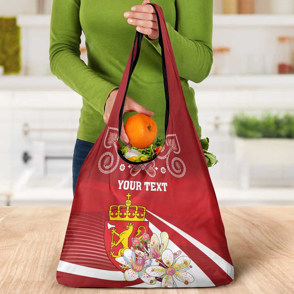 Personalized Norway Constitution Day Grocery Bag Norwegian Lion Pyramidal Saxifrage