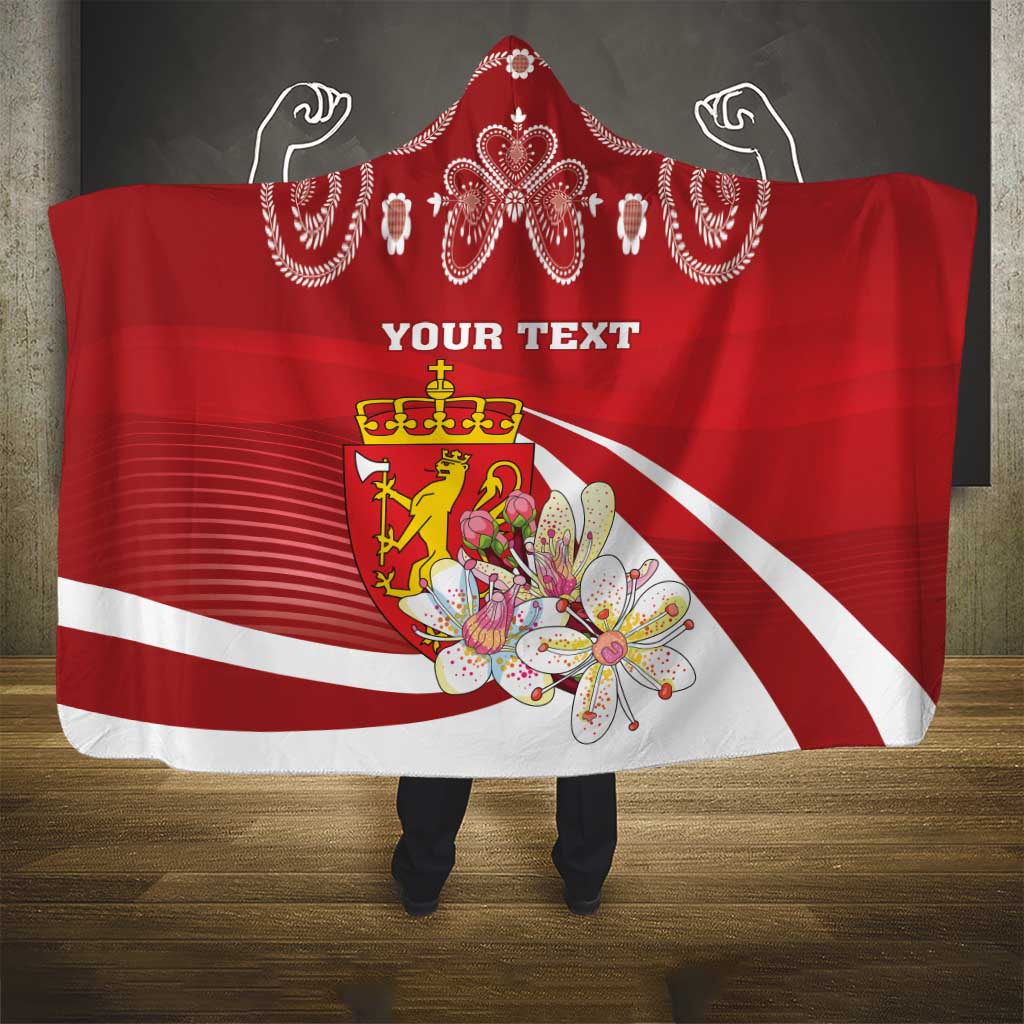 Personalized Norway Constitution Day Hooded Blanket Norwegian Lion Pyramidal Saxifrage