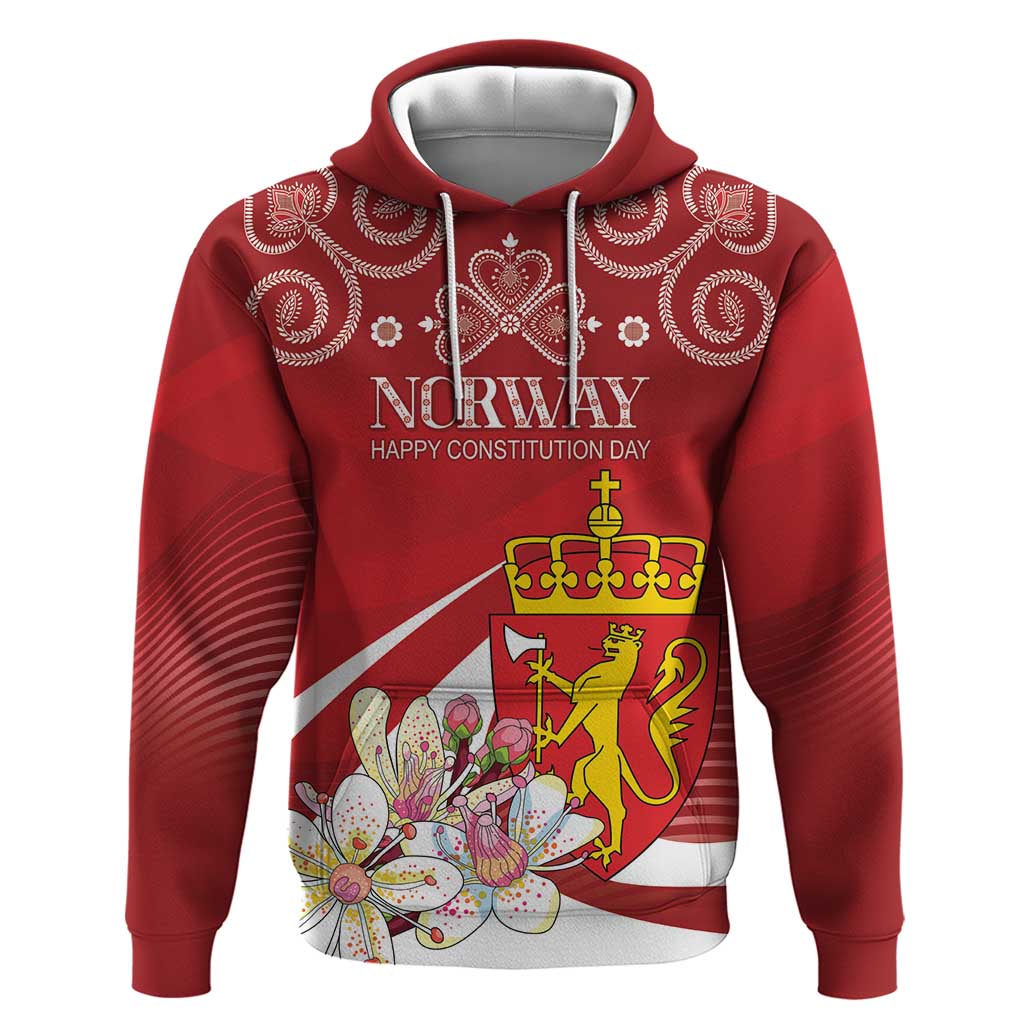 Personalized Norway Constitution Day Hoodie Norwegian Lion Pyramidal Saxifrage