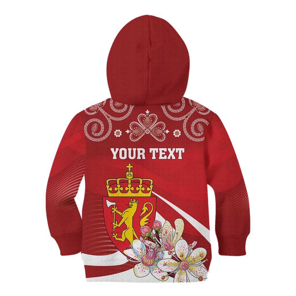 Personalized Norway Constitution Day Kid Hoodie Norwegian Lion Pyramidal Saxifrage