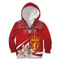 Personalized Norway Constitution Day Kid Hoodie Norwegian Lion Pyramidal Saxifrage