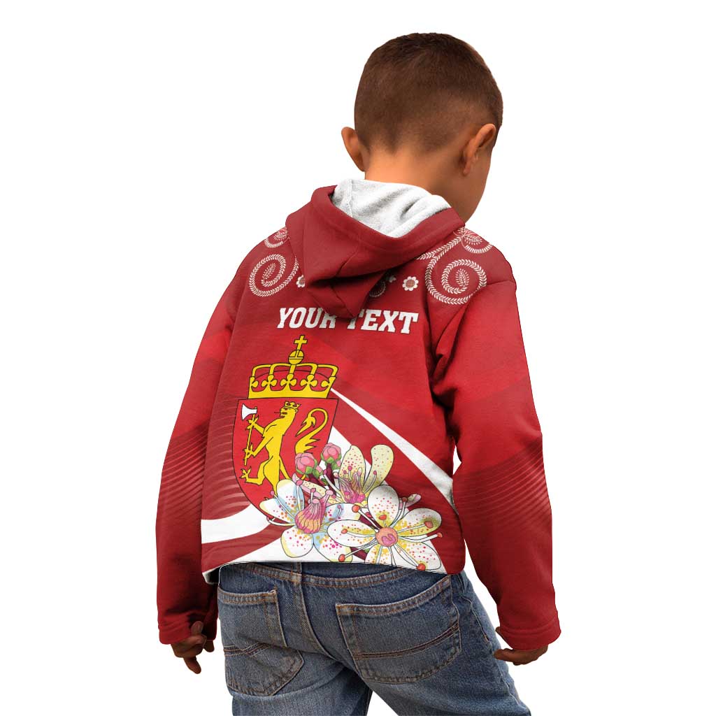 Personalized Norway Constitution Day Kid Hoodie Norwegian Lion Pyramidal Saxifrage
