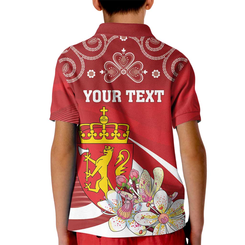 Personalized Norway Constitution Day Kid Polo Shirt Norwegian Lion Pyramidal Saxifrage