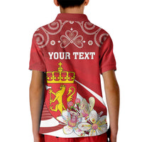 Personalized Norway Constitution Day Kid Polo Shirt Norwegian Lion Pyramidal Saxifrage