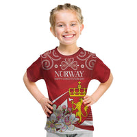 Personalized Norway Constitution Day Kid T Shirt Norwegian Lion Pyramidal Saxifrage