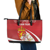 Personalized Norway Constitution Day Leather Tote Bag Norwegian Lion Pyramidal Saxifrage