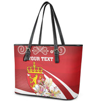 Personalized Norway Constitution Day Leather Tote Bag Norwegian Lion Pyramidal Saxifrage