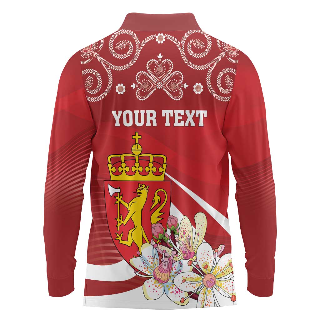 Personalized Norway Constitution Day Long Sleeve Polo Shirt Norwegian Lion Pyramidal Saxifrage