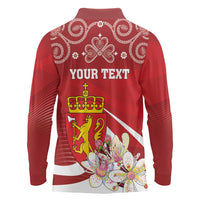 Personalized Norway Constitution Day Long Sleeve Polo Shirt Norwegian Lion Pyramidal Saxifrage