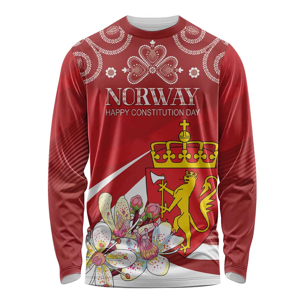 Personalized Norway Constitution Day Long Sleeve Shirt Norwegian Lion Pyramidal Saxifrage