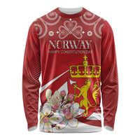 Personalized Norway Constitution Day Long Sleeve Shirt Norwegian Lion Pyramidal Saxifrage
