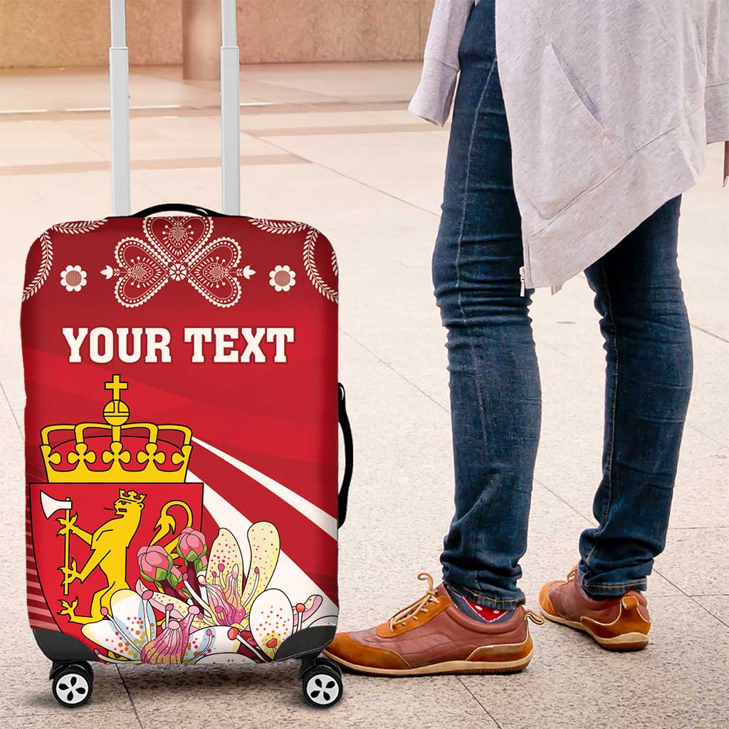 Personalized Norway Constitution Day Luggage Cover Norwegian Lion Pyramidal Saxifrage