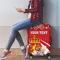 Personalized Norway Constitution Day Luggage Cover Norwegian Lion Pyramidal Saxifrage