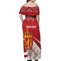 Personalized Norway Constitution Day Off Shoulder Maxi Dress Norwegian Lion Pyramidal Saxifrage