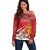 Personalized Norway Constitution Day Off Shoulder Sweater Norwegian Lion Pyramidal Saxifrage