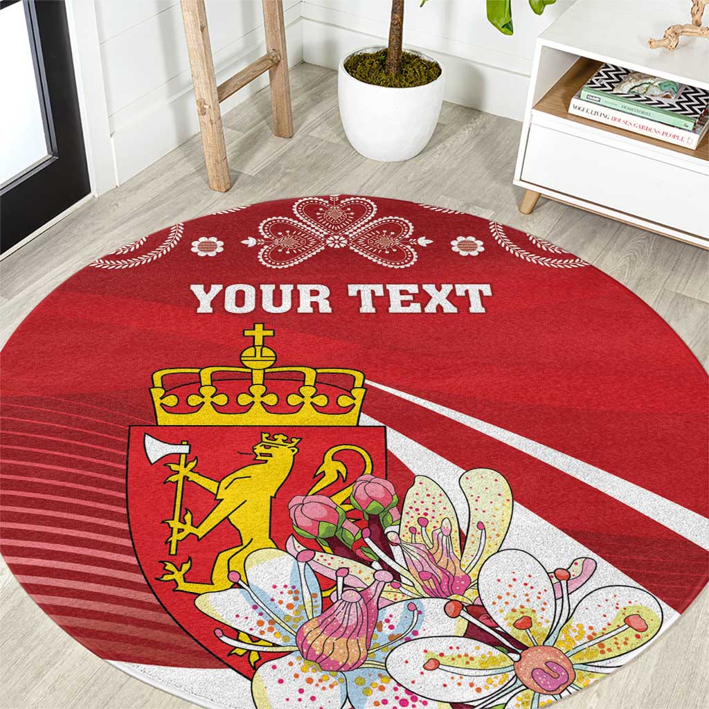 Personalized Norway Constitution Day Round Carpet Norwegian Lion Pyramidal Saxifrage