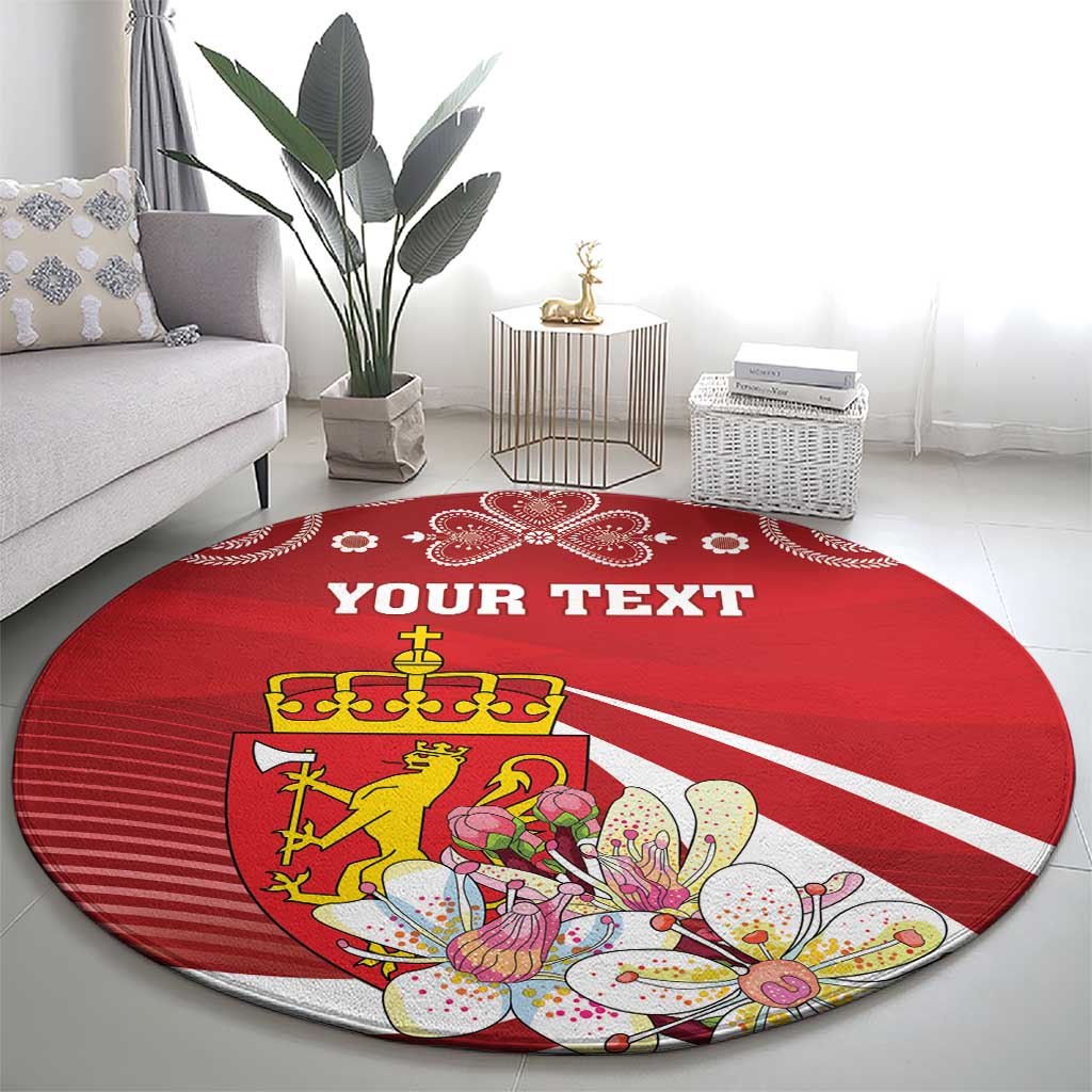 Personalized Norway Constitution Day Round Carpet Norwegian Lion Pyramidal Saxifrage