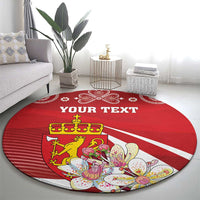 Personalized Norway Constitution Day Round Carpet Norwegian Lion Pyramidal Saxifrage