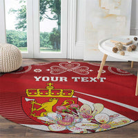 Personalized Norway Constitution Day Round Carpet Norwegian Lion Pyramidal Saxifrage