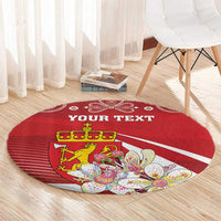 Personalized Norway Constitution Day Round Carpet Norwegian Lion Pyramidal Saxifrage