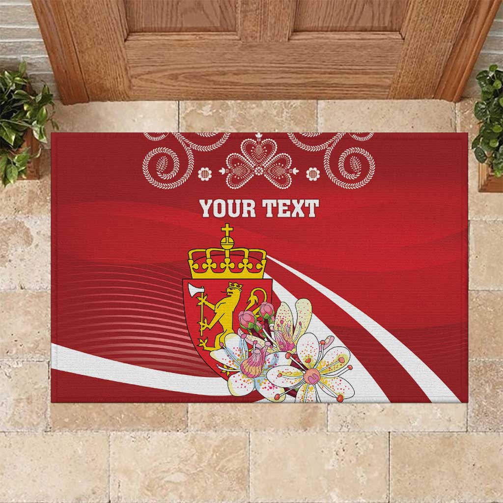 Personalized Norway Constitution Day Rubber Doormat Norwegian Lion Pyramidal Saxifrage