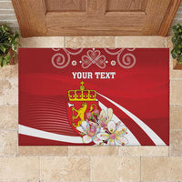 Personalized Norway Constitution Day Rubber Doormat Norwegian Lion Pyramidal Saxifrage