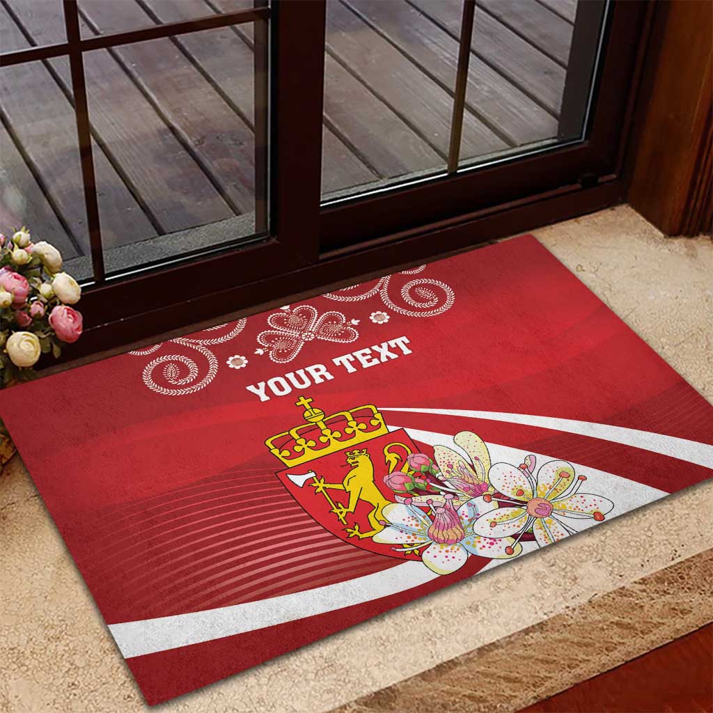 Personalized Norway Constitution Day Rubber Doormat Norwegian Lion Pyramidal Saxifrage
