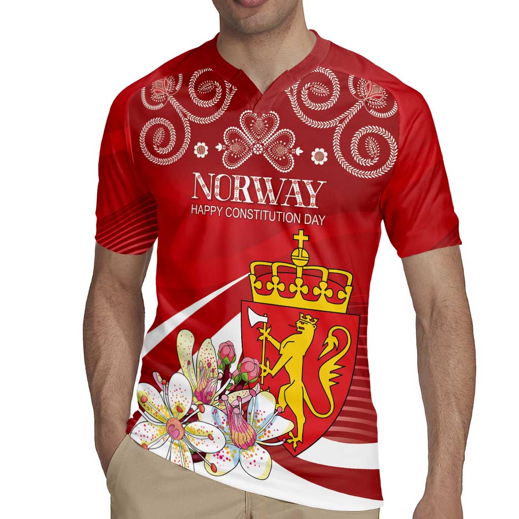 Personalized Norway Constitution Day Rugby Jersey Norwegian Lion Pyramidal Saxifrage