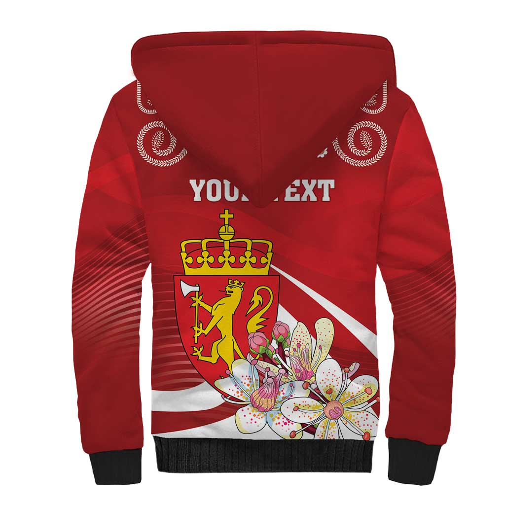 Personalized Norway Constitution Day Sherpa Hoodie Norwegian Lion Pyramidal Saxifrage
