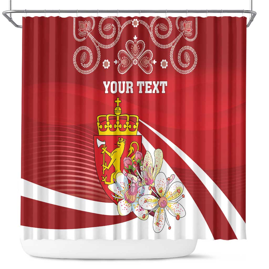 Personalized Norway Constitution Day Shower Curtain Norwegian Lion Pyramidal Saxifrage