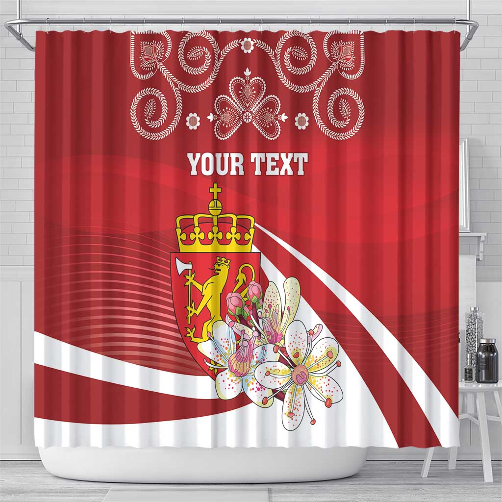 Personalized Norway Constitution Day Shower Curtain Norwegian Lion Pyramidal Saxifrage
