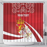 Personalized Norway Constitution Day Shower Curtain Norwegian Lion Pyramidal Saxifrage