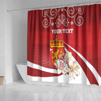 Personalized Norway Constitution Day Shower Curtain Norwegian Lion Pyramidal Saxifrage