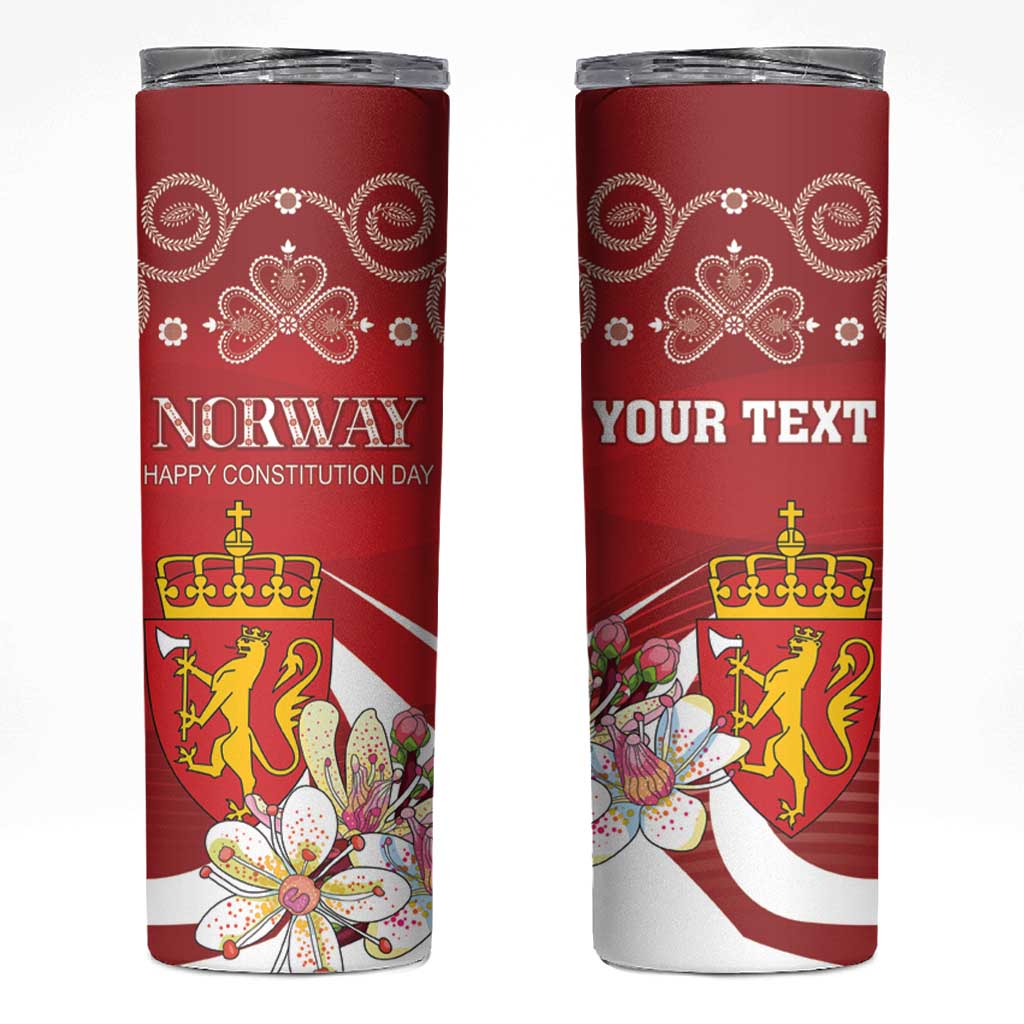Personalized Norway Constitution Day Skinny Tumbler Norwegian Lion Pyramidal Saxifrage