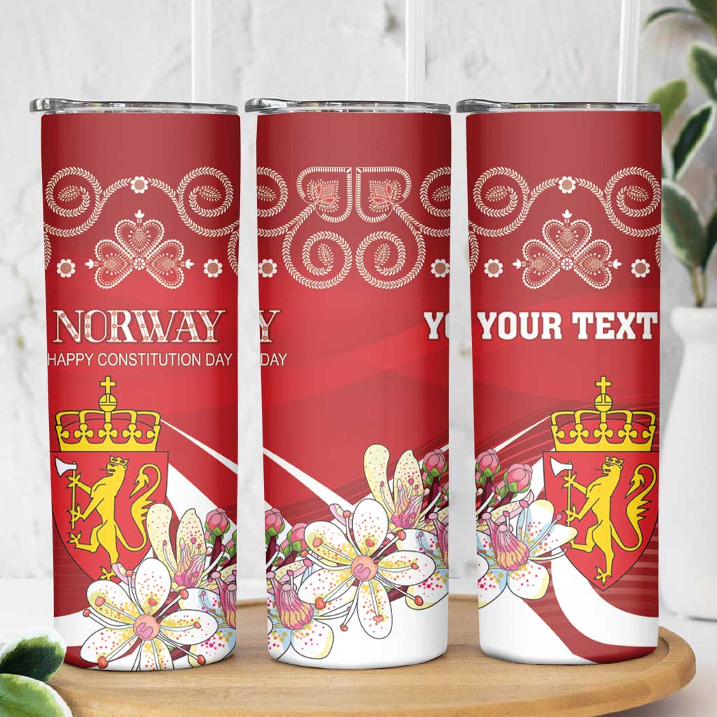 Personalized Norway Constitution Day Skinny Tumbler Norwegian Lion Pyramidal Saxifrage