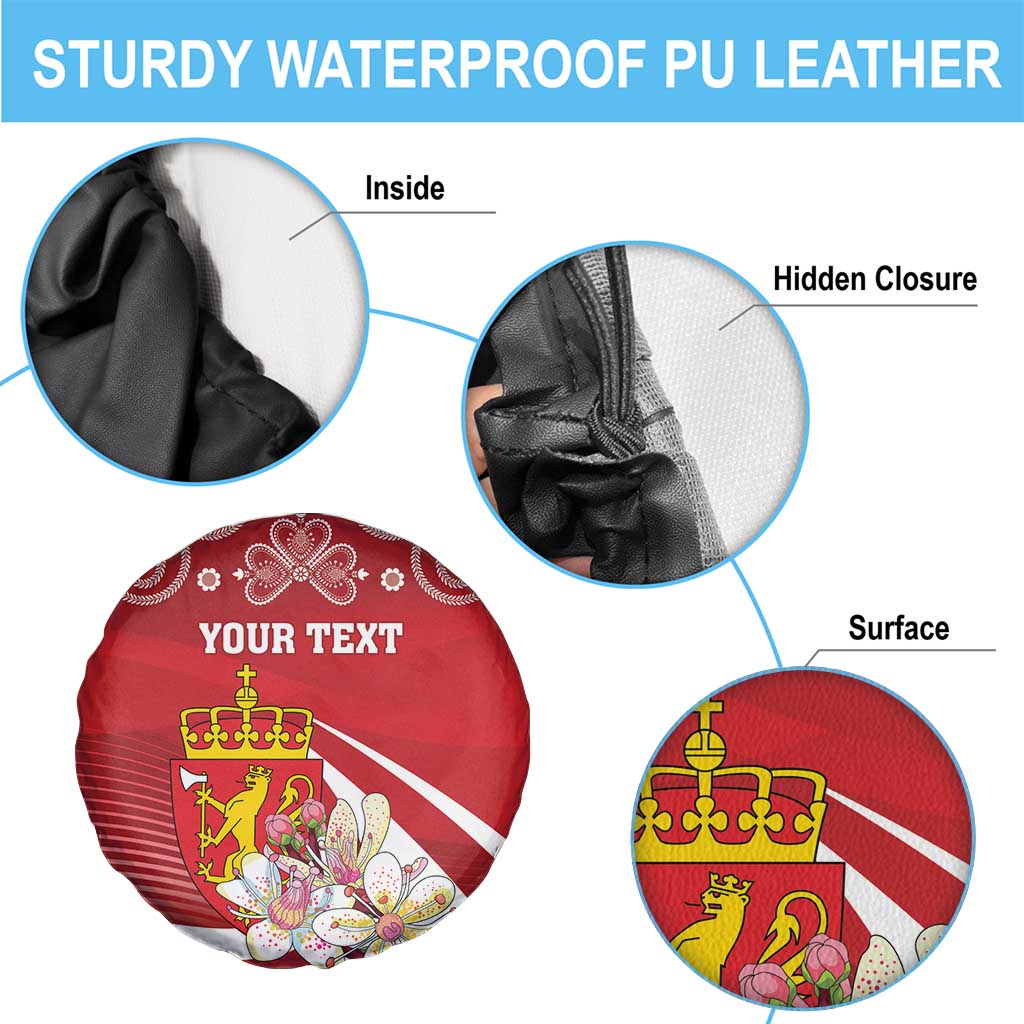 Personalized Norway Constitution Day Spare Tire Cover Norwegian Lion Pyramidal Saxifrage