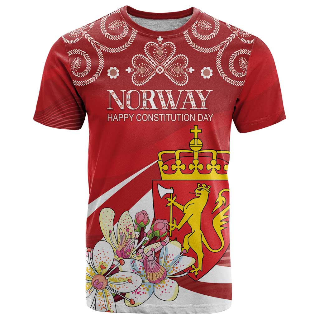 Personalized Norway Constitution Day T Shirt Norwegian Lion Pyramidal Saxifrage
