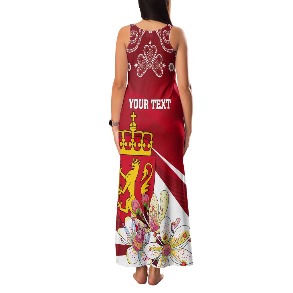 Personalized Norway Constitution Day Tank Maxi Dress Norwegian Lion Pyramidal Saxifrage