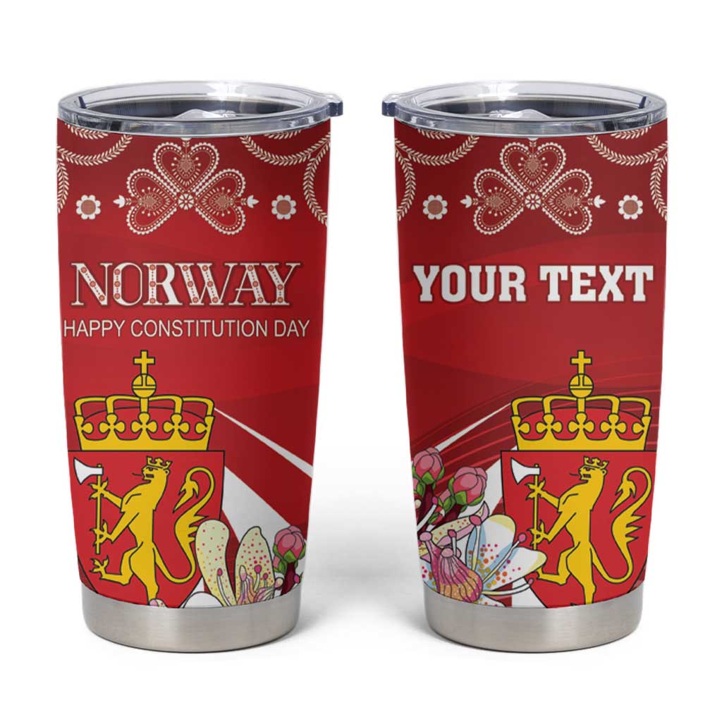 Personalized Norway Constitution Day Tumbler Cup Norwegian Lion Pyramidal Saxifrage